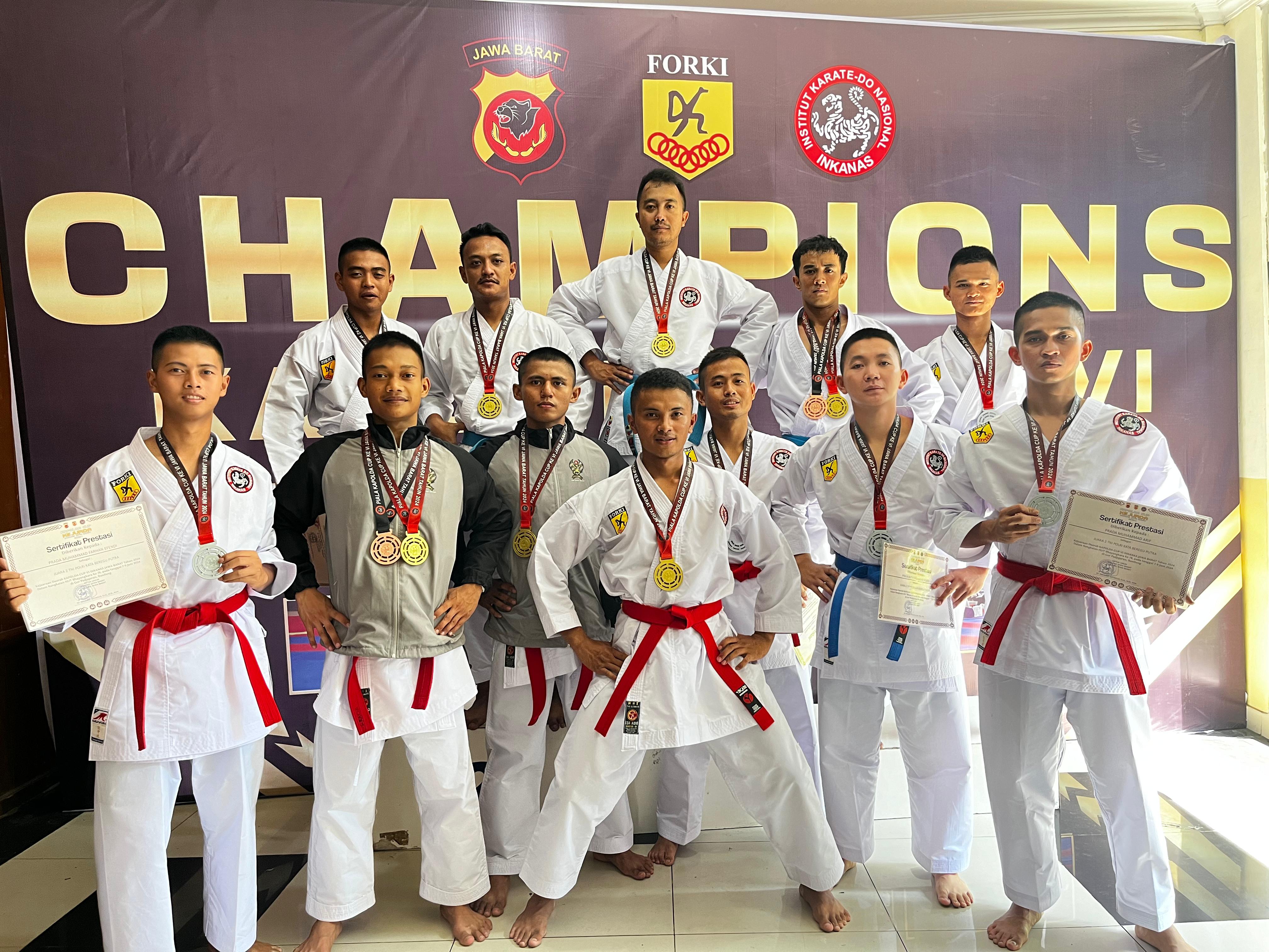 Yonif 300/Brajawijaya Cianjur Raih Medali Emas Kejurda Karate Inkanas