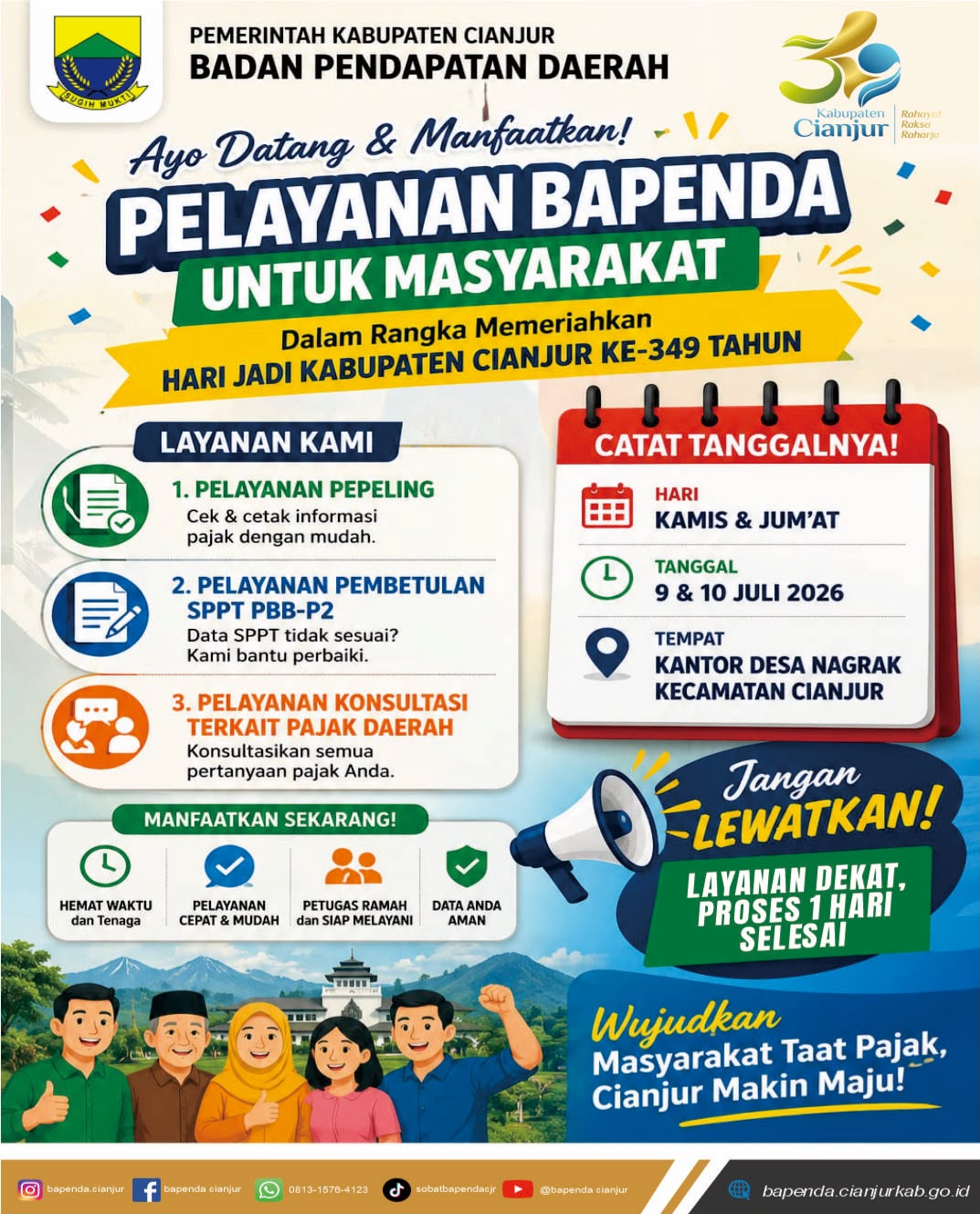 Bapenda Dekatkan Layanan Pajak Melalui Program Jemput Bola di Hari Jadi Cianjur ke-349