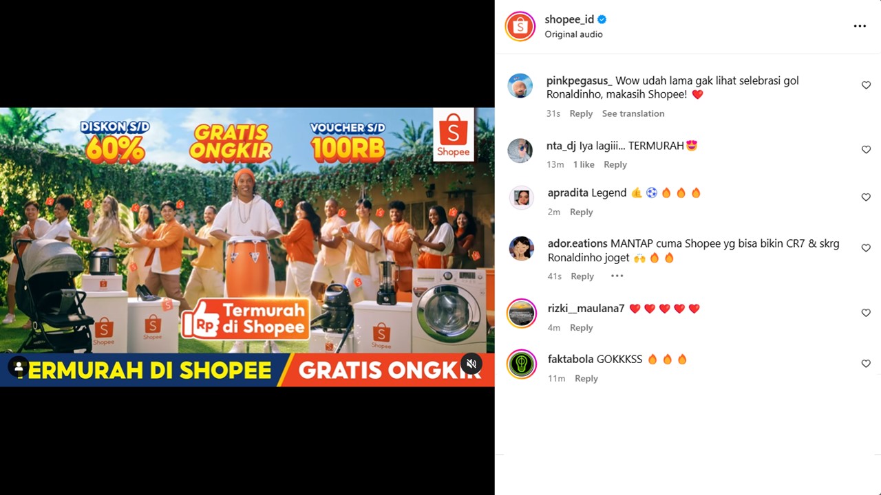 Ronaldinho Kembali! Legenda Sepak Bola Joget Samba di Iklan Terbaru Shopee