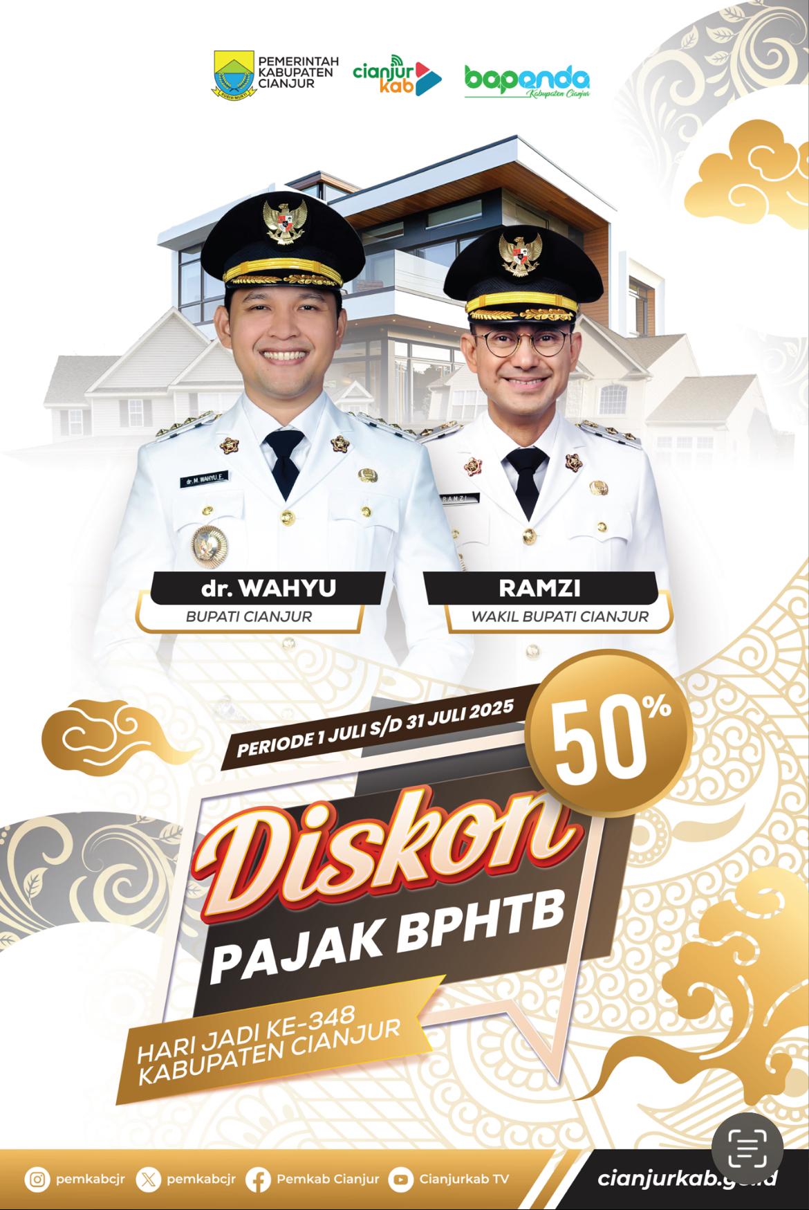 Sambut Hari Jadi ke-348, Pemkab Cianjur Berikan Diskon 50 Persen BPHTB 