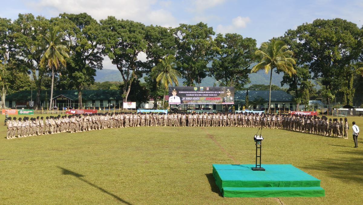 Ratusan Perangkat Desa di Kabupaten Cianjur Ikuti Pembinaan Bela Negara