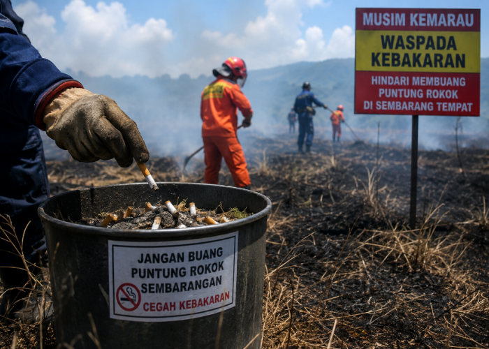 Satpol PP Cianjur Ingatkan Bahaya Puntung Rokok Saat Musim Kemarau