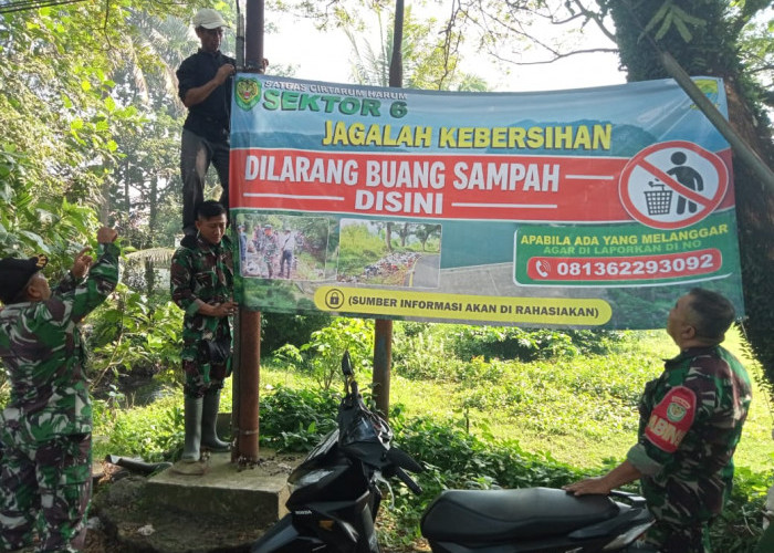 Satgas Citarum Harum Pasang Puluhan Banner Larangan Limbah B3