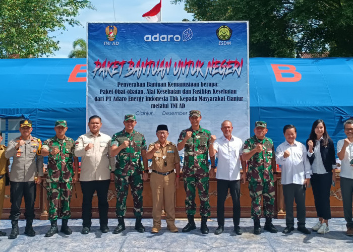 TNI AD Salurkan Bantuan Alat-alat Kesehatan dari PT Adaro Energy Indonesia untuk Korban Gempa Cianjur