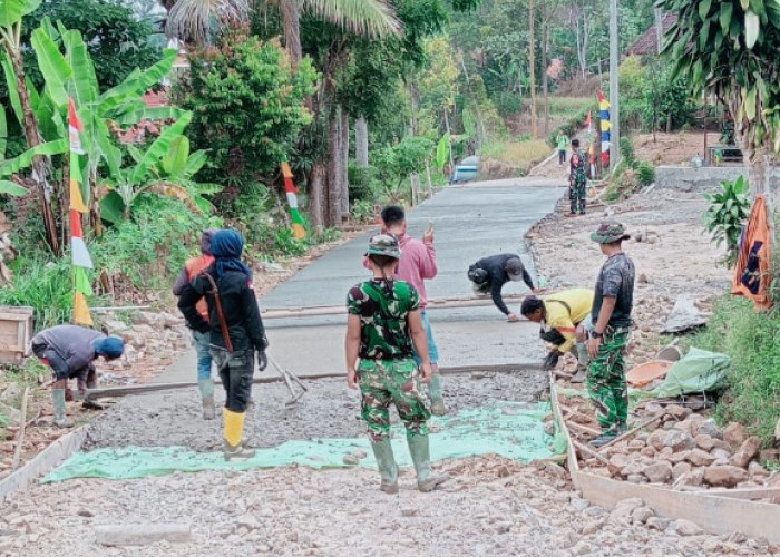 TMMD Cianjur Hari Keempat, Pembangunan Jalan dan TPT  Terus Dikebut