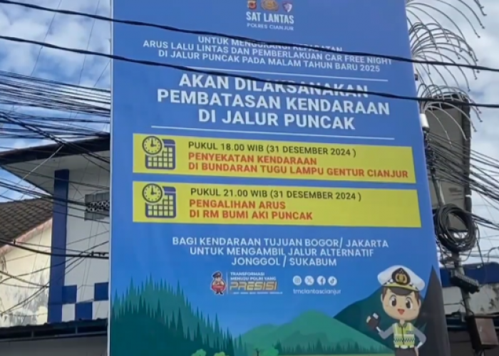 Malam Tahun Baru 2025, Satlantas Polres Cianjur Bakal Tutup Jalur Puncak 