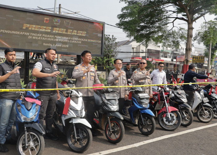 Polres Cianjur Ringkus Enam Pelaku Curanmor, 34 Motor Curian Berhasil Diamankan