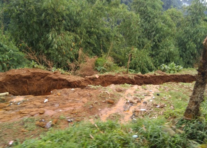 Pergeseran Tanah di Sarongge Desa Ciputri Cianjur Munculkan Retakan Sepanjang 20 Meter