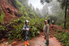 Jalan penghubung Kecamatan Campaka dengan Campaka Mulya Cianjur Tertutup Tanah Longsor