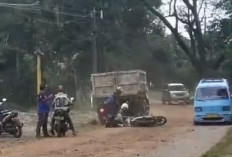 Licin, Sejumlah Pemotor Terjatuh di Mande Cianjur