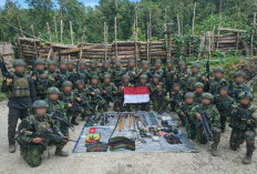 Satgas Yonif 300/Brajawijaya Amankan Senjata dari Markas Kelompok Bersenjata di Nduga
