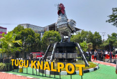 Knalpot Brong Hasil Razia Disulap Jadi Tugu Ayam Pelung di Cianjur