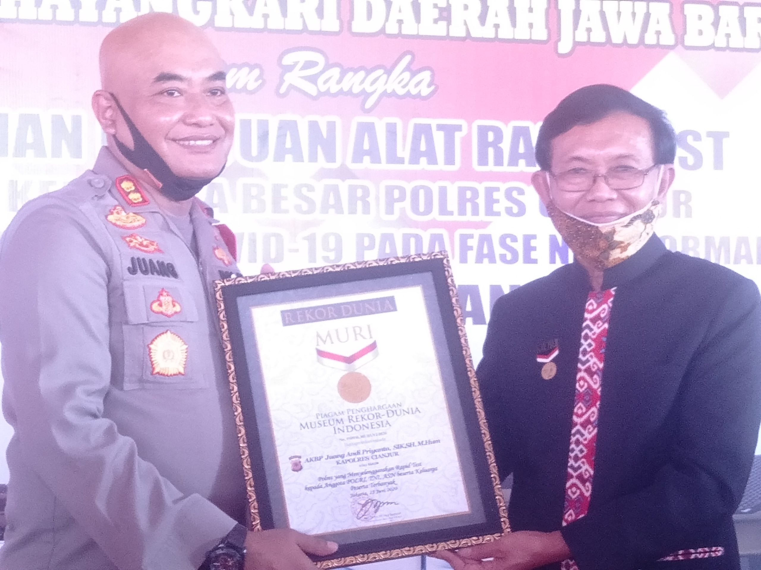 Rapid Test Massal Polres Cianjur Tercatat dalam Rekor MURI