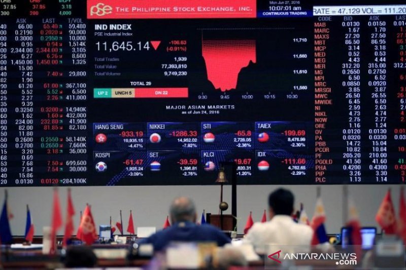 Saham Filipina Turun Indeks PSE Tergerus 0,31 Persen