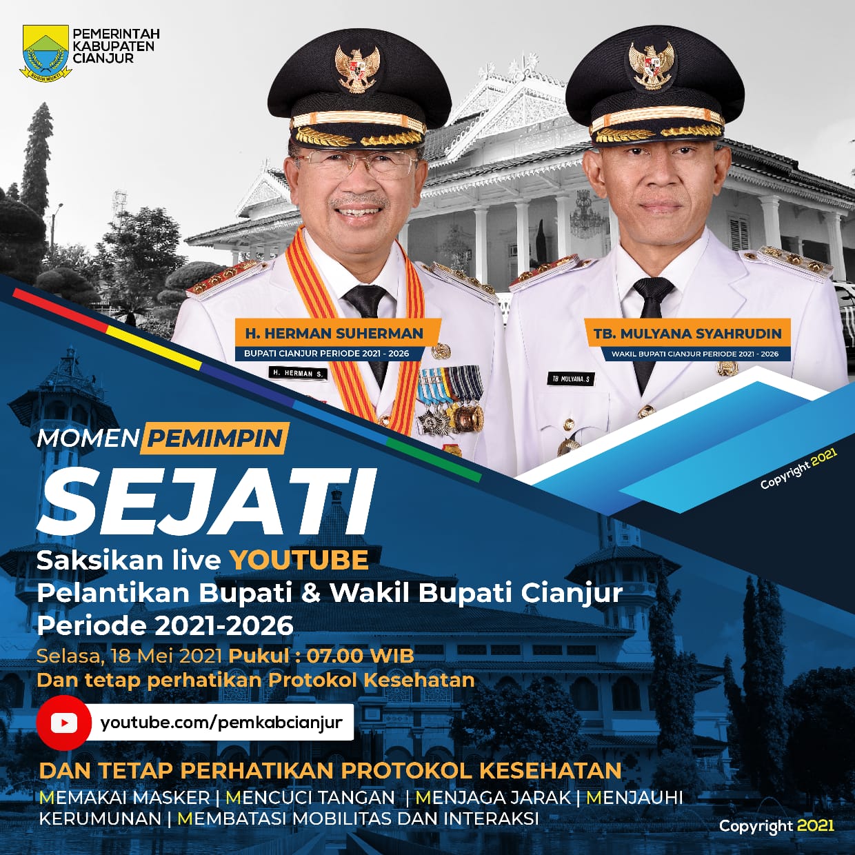 Bupati dan Wakil Bupati Cianjur Dilantik Pagi Ini, Saksikan Via Live Streaming