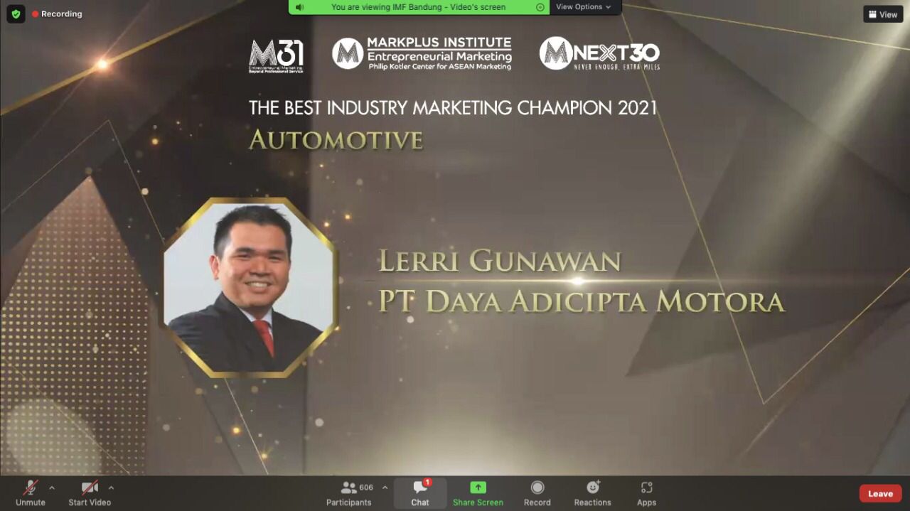 Lerri Gunawan Raih Penghargaan West Java Marketing Champion 2021
