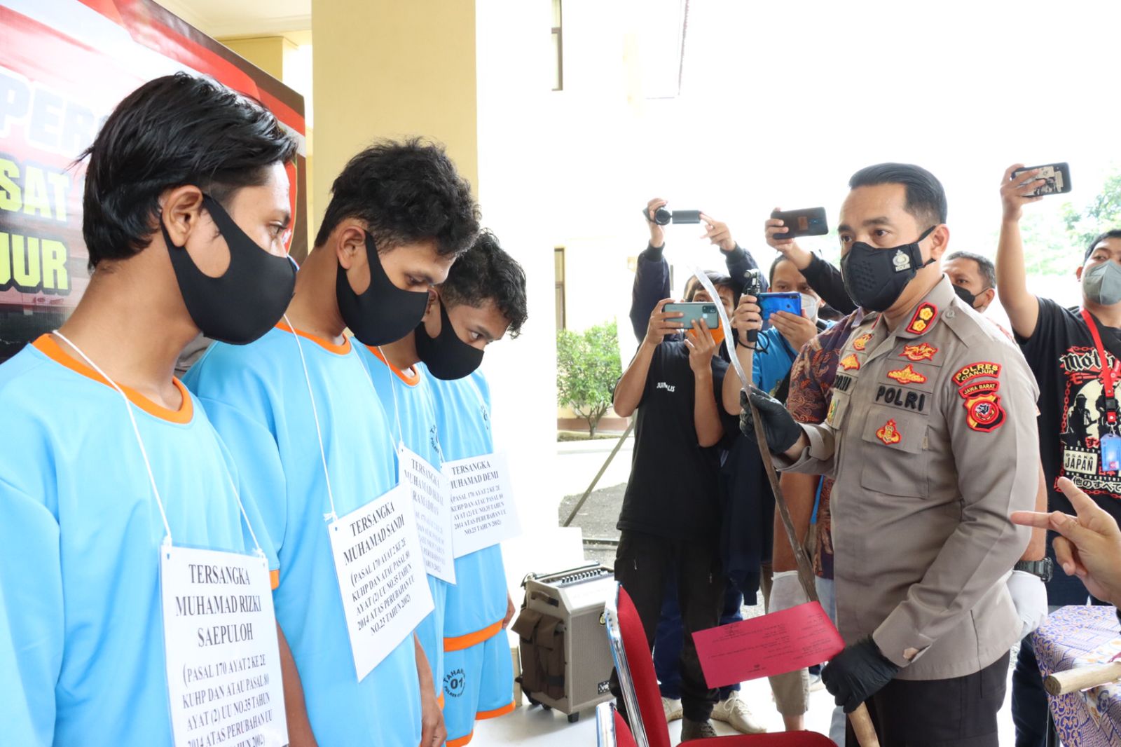 Polres Cianjur Amankan Sembilan Pelajar Pelaku Pembacokan